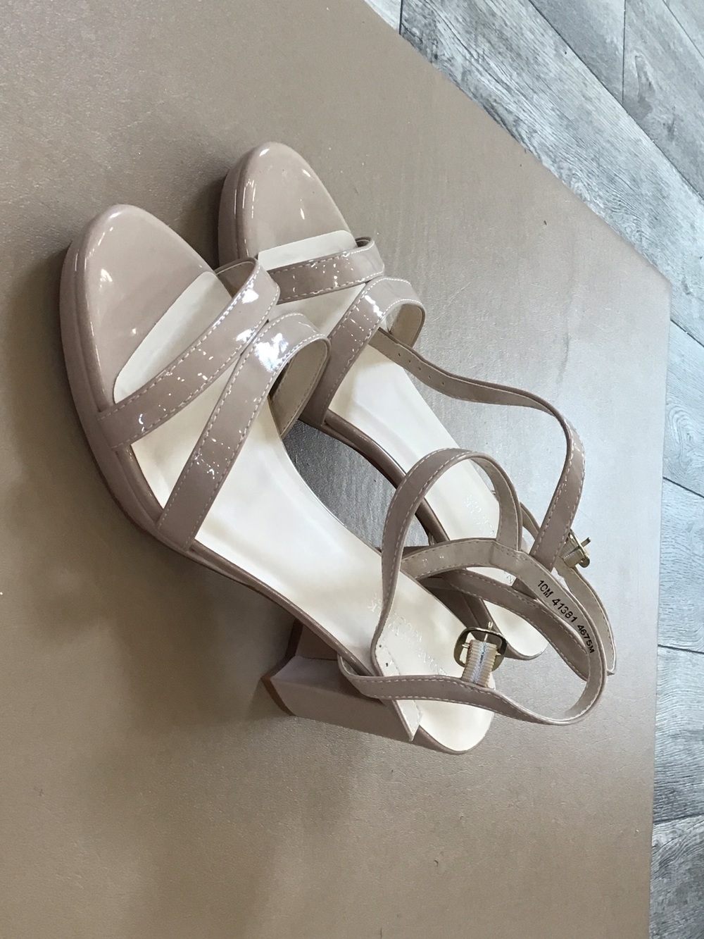 Benjamin Walk Nude Patent Strappy Block Heel Sandals